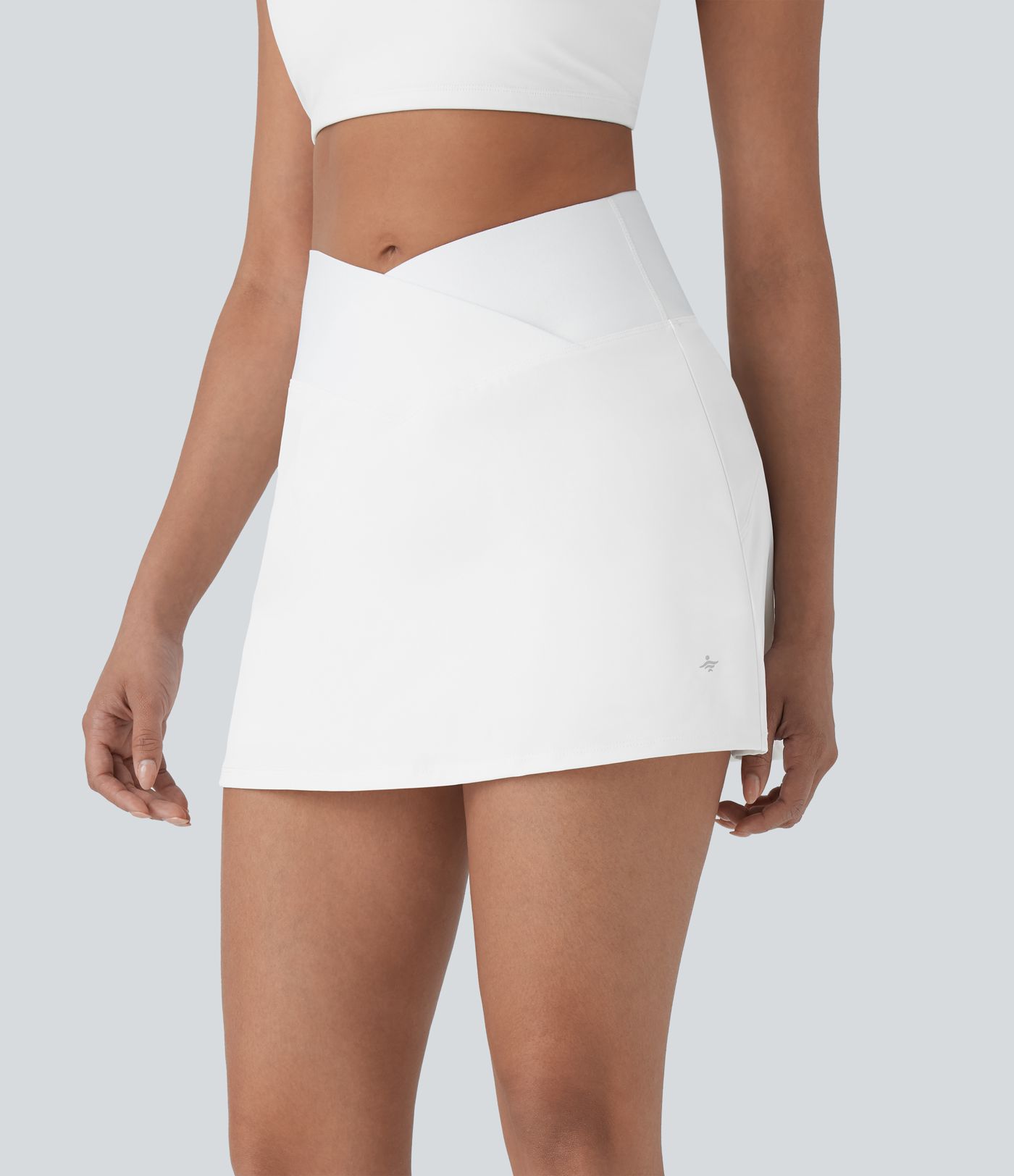 Softlyzero™ QuickDry Crossover High Waisted Tummy Control Built-in Butt Lifting Shorts A-line Mini Tennis Skirt with Pockets