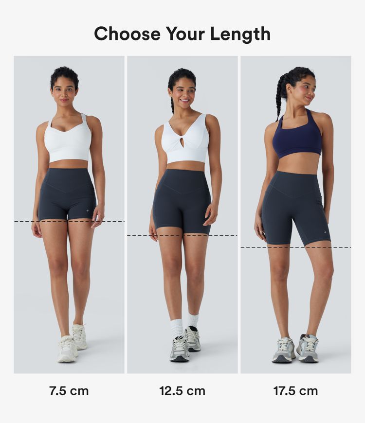 Halara UltraSculpt™ - Geraffte, formende Yoga-Shorts mit hohem Bund, Seitentaschen und Bauchkontrolle - Po-Lifting, 12,7 cm