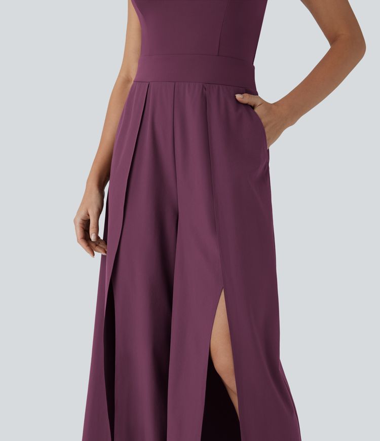 Mono casual de pierna ancha Breezeful™ de secado rápido con bolsillos