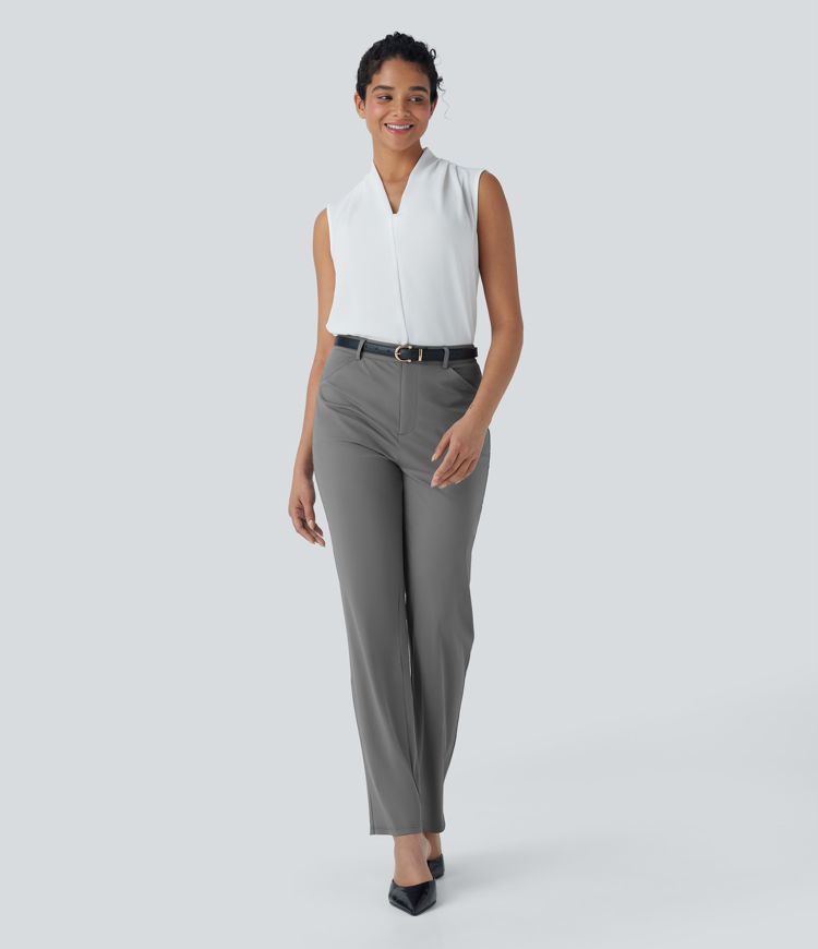 Mid Rise  Work Trousers with Side Pockets