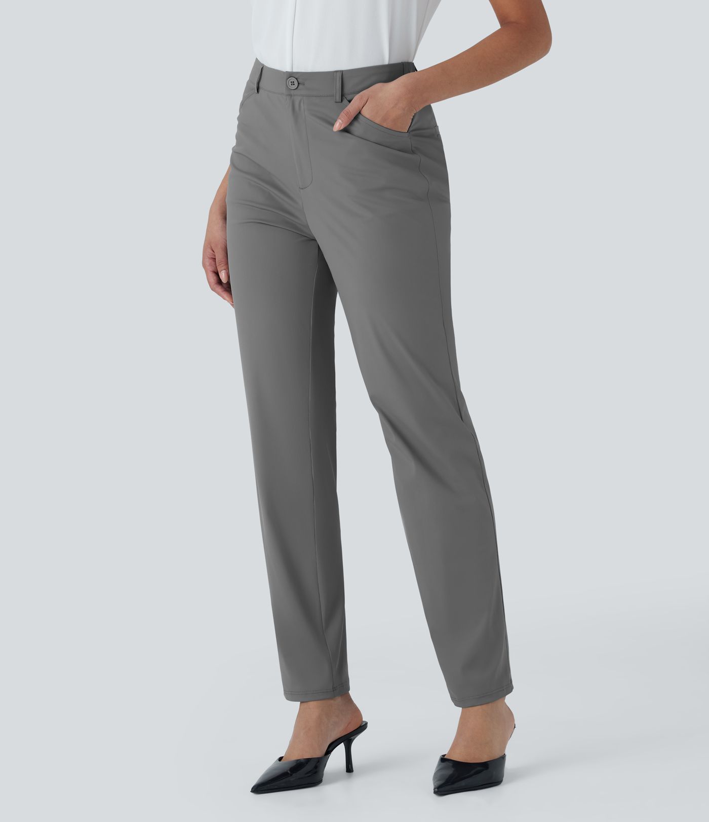 Mid Rise  Work Trousers with Side Pockets