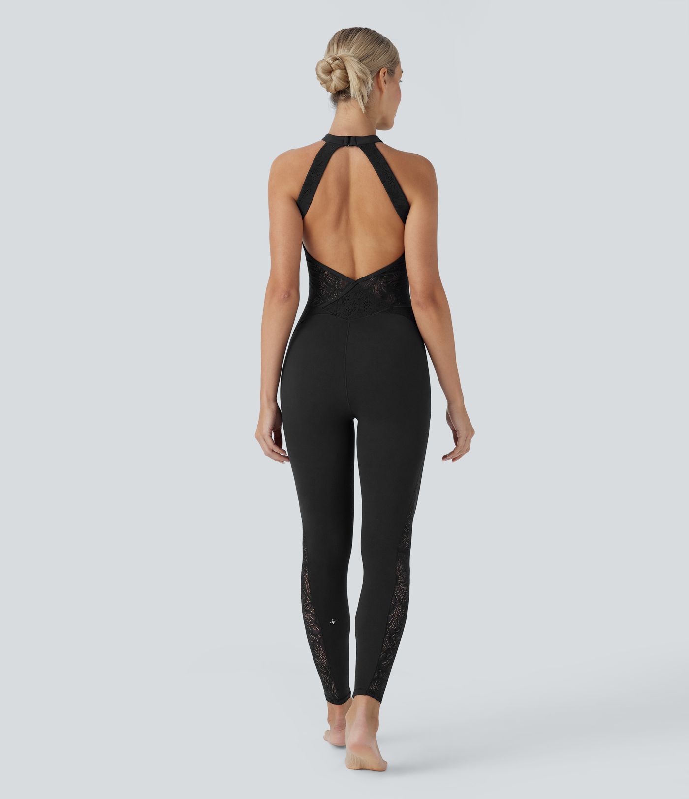 SoftlyZero™ Contrast Lace Skinny Yoga Jumpsuit-UPF50+