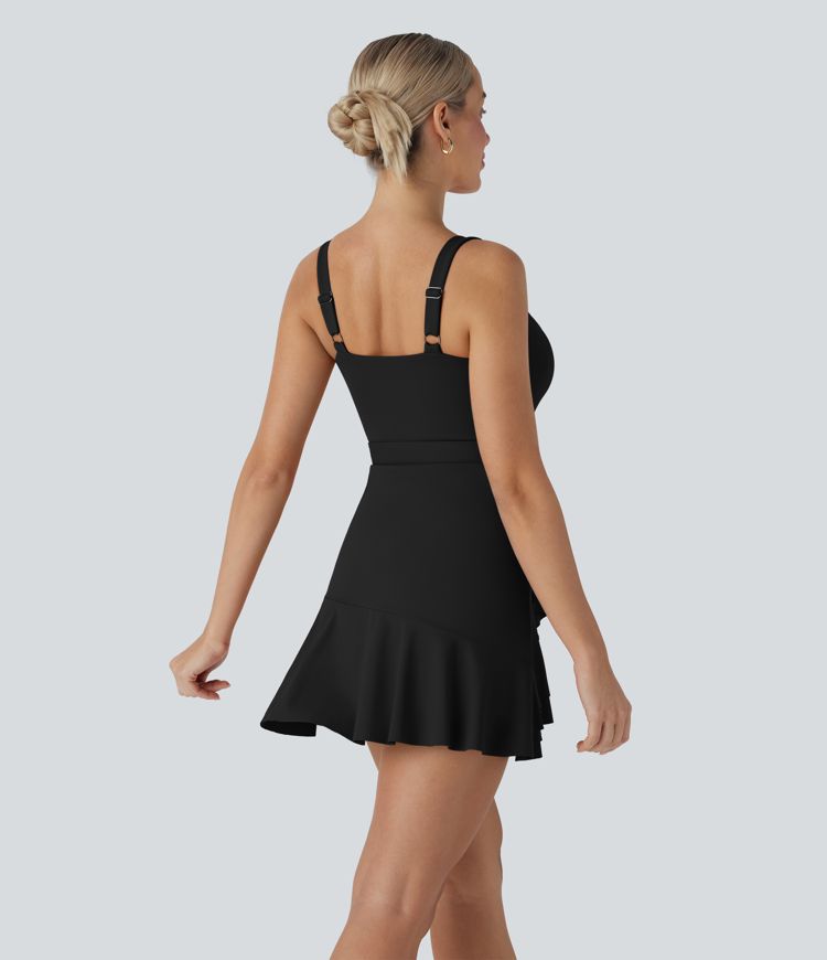 SoftlyZero™ Rochie Mini Casual Ușoară cu Bretele Laterale 2-în-1, cu Buzunare, pentru Cupe D-F