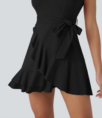 SoftlyZero™ Rochie Mini Casual Ușoară cu Bretele Laterale 2-în-1, cu Buzunare, pentru Cupe D-F