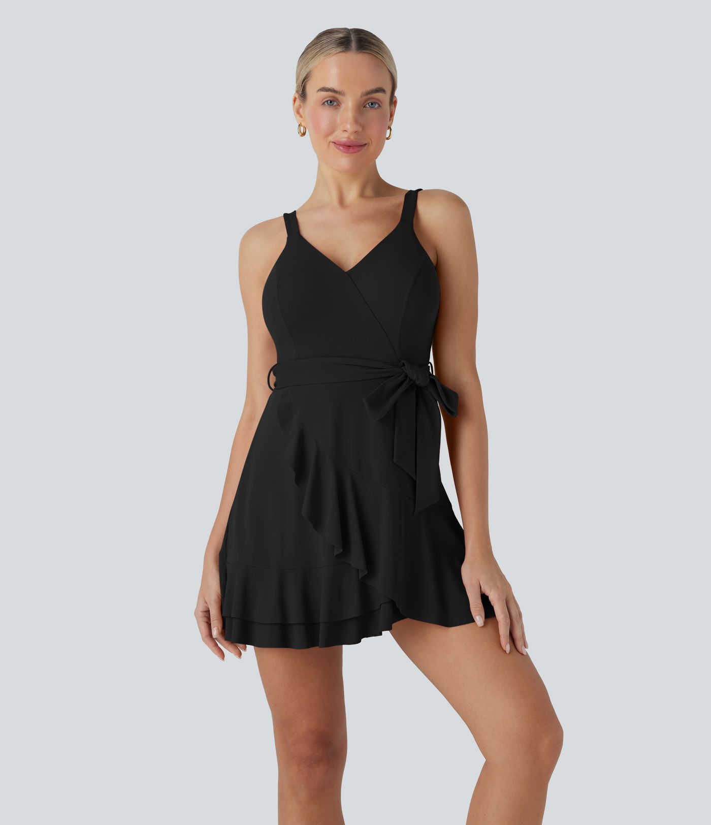 SoftlyZero™ Rochie Mini Casual Ușoară cu Bretele Laterale 2-în-1, cu Buzunare, pentru Cupe D-F