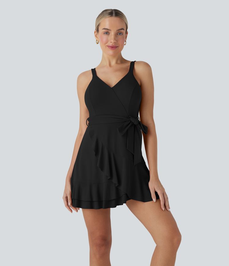SoftlyZero™ Rochie Mini Casual Ușoară cu Bretele Laterale 2-în-1, cu Buzunare, pentru Cupe D-F