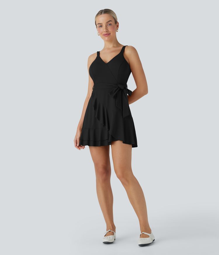SoftlyZero™ Rochie Mini Casual Ușoară cu Bretele Laterale 2-în-1, cu Buzunare, pentru Cupe D-F
