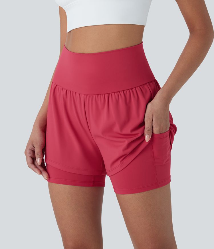 SoftlyZero™ Airy Super High Waisted 2-in-1 Cool Touch Yoga Shorts 5'' with Pockets