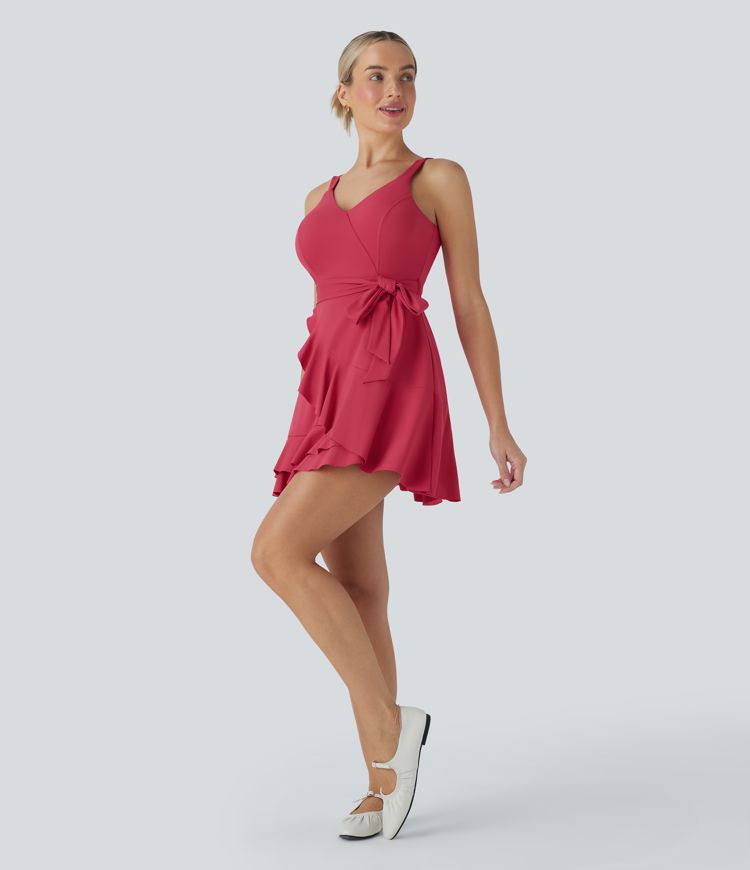 SoftlyZero™ Airy Tie Side 2-in-1 Flowy  Mini Casual Dress with Pockets D-F Cups