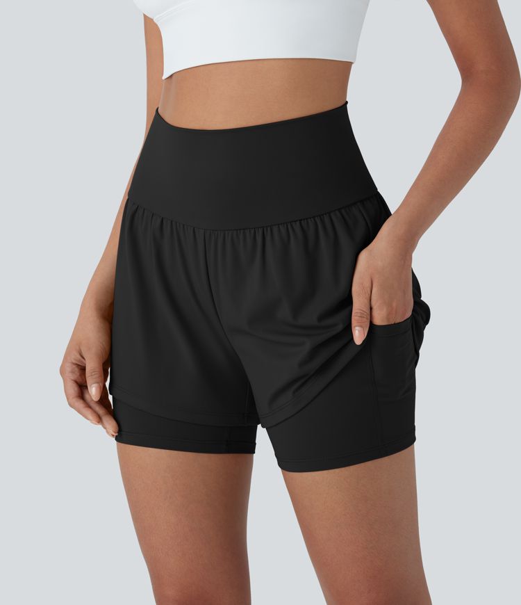 SoftlyZero™ Airy Super High Waisted 2-in-1 Cool Touch Yoga Shorts 5'' with Pockets