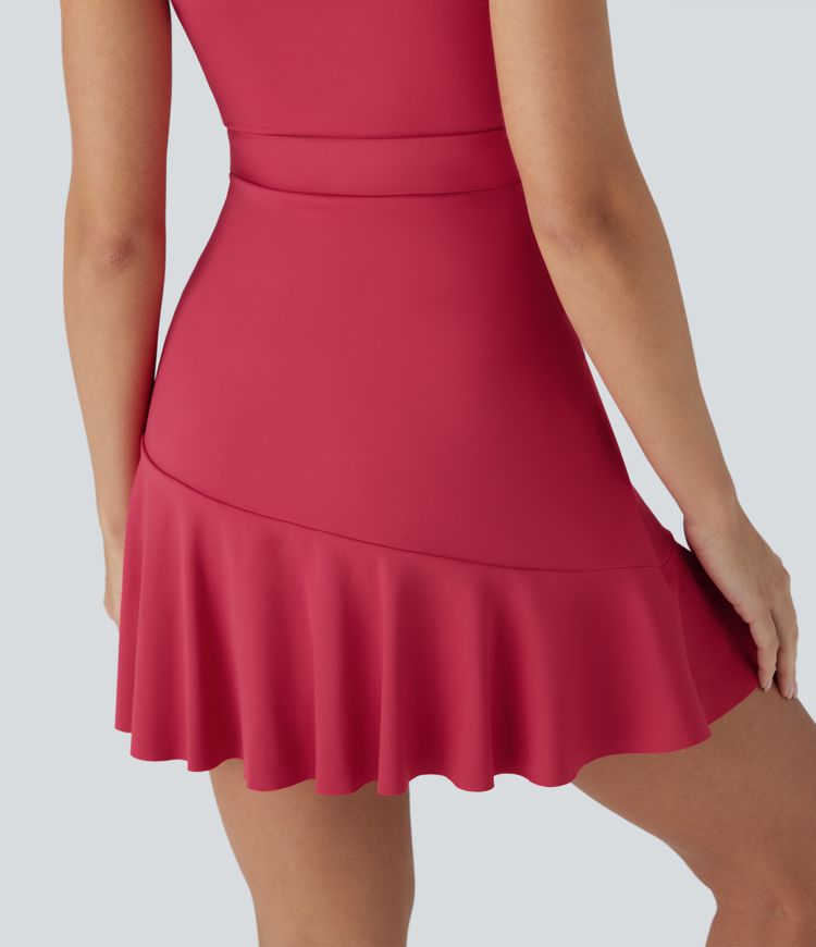 SoftlyZero™ Airy Tie Side 2-in-1 Flowy  Mini Casual Dress with Pockets D-F Cups