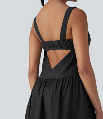 Breezeful™ Cut Out Ruched 2 Piece Mini Quick Dry Pickleball Active Dress with Pocket