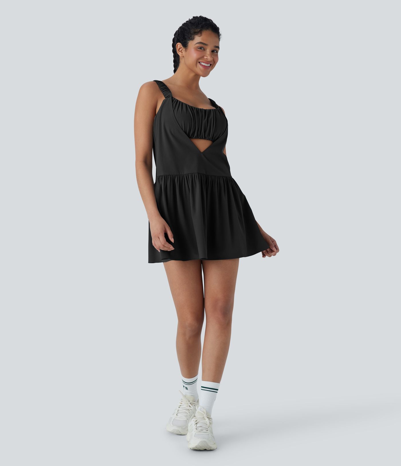 Breezeful™ Cut Out Ruched 2 Piece Mini Quick Dry Pickleball Active Dress with Pocket