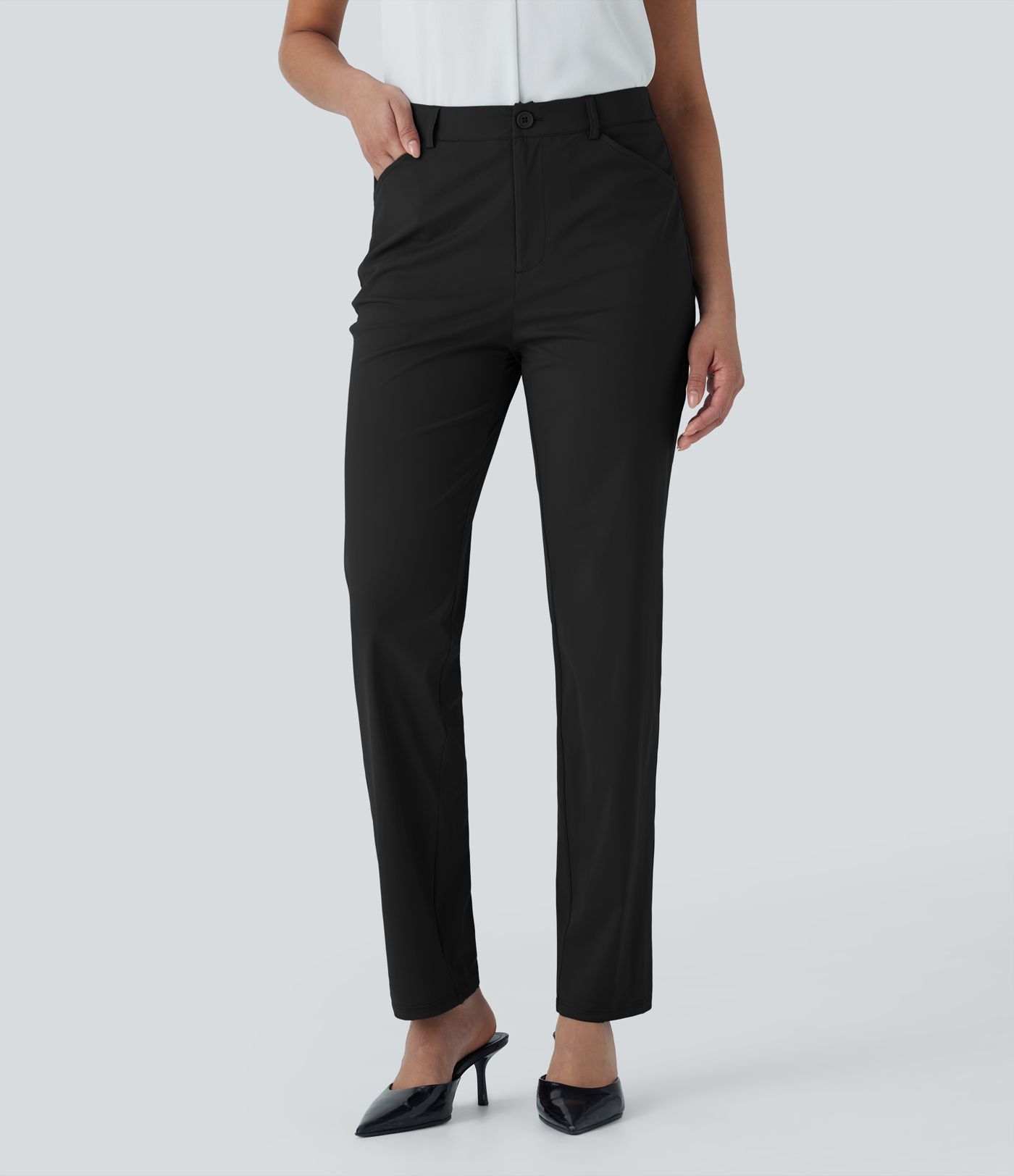Mid Rise Cool Touch Work Pants with Pockets