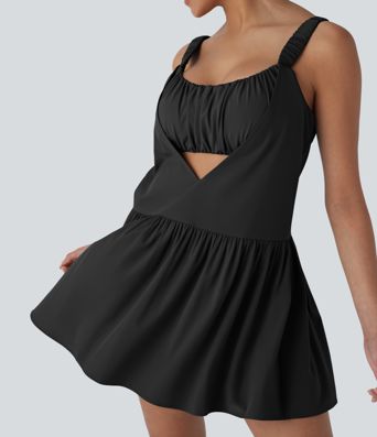 Breezeful™ Cut Out Ruched 2 Piece Mini Quick Dry Pickleball Active Dress with Pocket