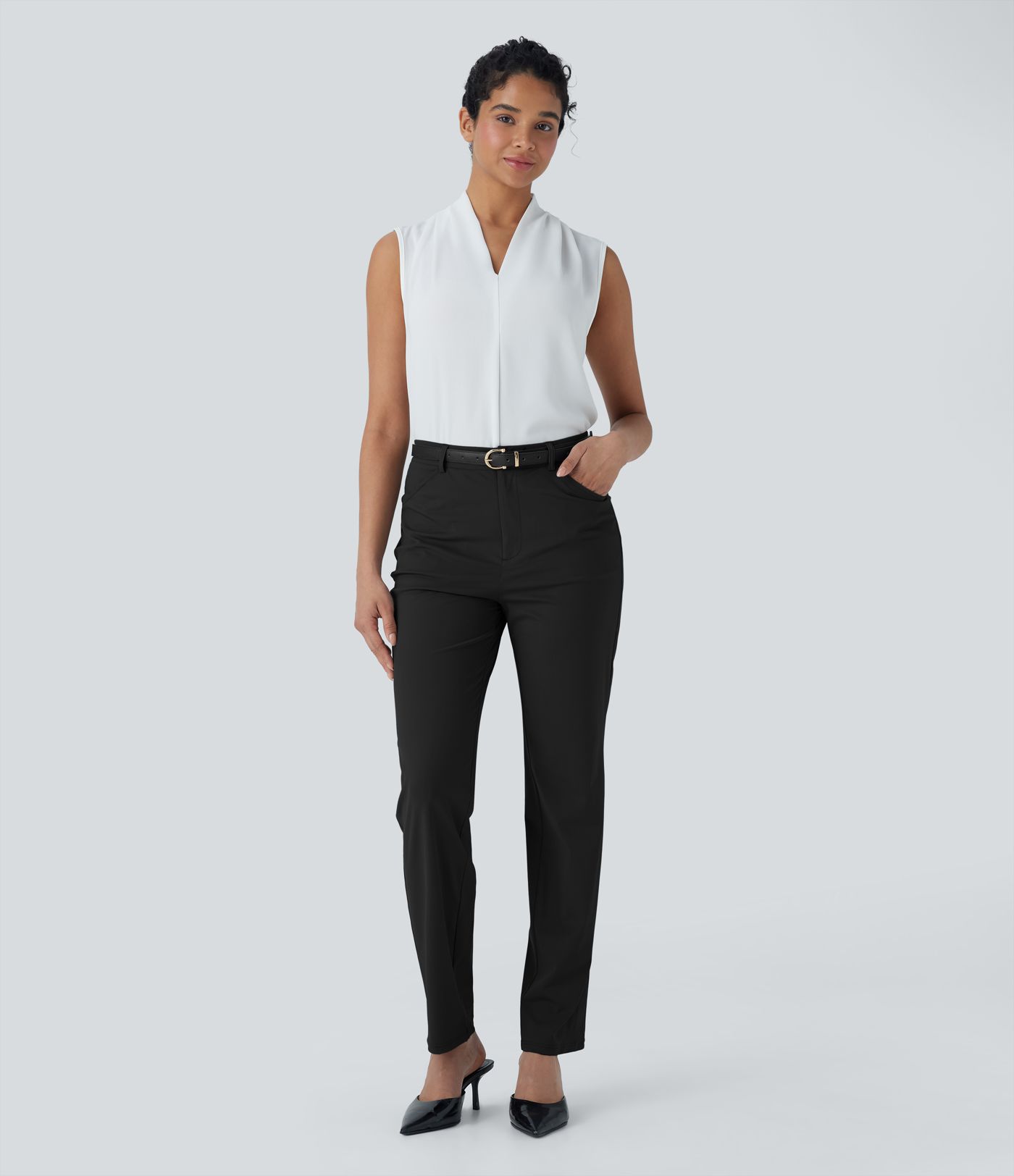 Mid Rise Cool Touch Work Pants with Pockets
