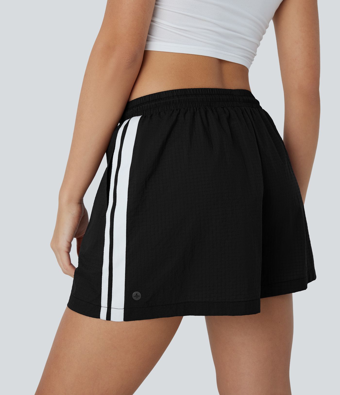 Low Rise Drawstring Color Block Casual Shorts with Pockets-UPF40+