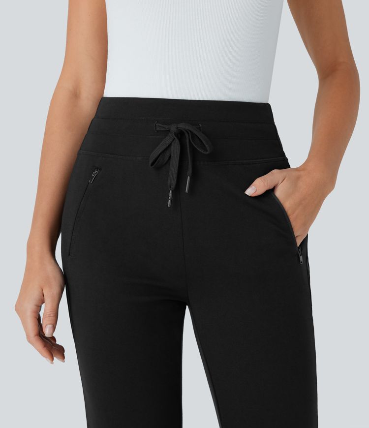 Halara Flex™ - Schmal zulaufende Arbeits-Hose mit mittelhohem Bund, Seitentaschen, Kordelzug und Mesh-Kontrasten