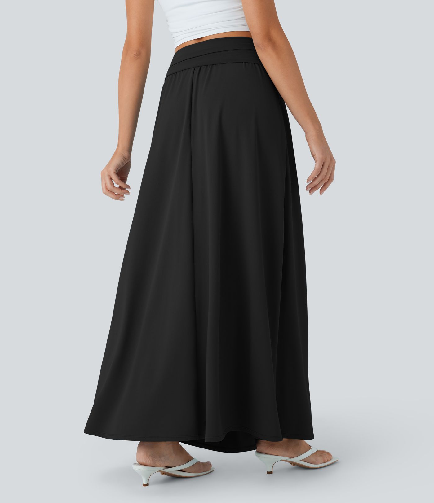 Falda larga casual Socinched de cintura alta con control de abdomen y bolsillos