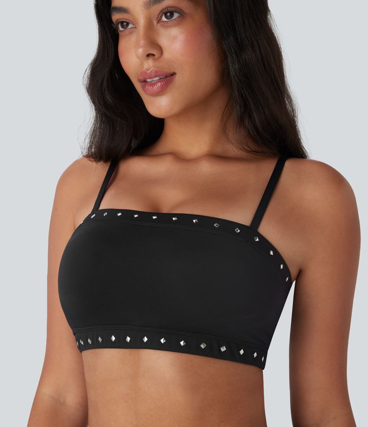 Black Softlyzero™ QuickDry - Pickleball-Camisole mit verstellbaren Trägern und Nieten / 1