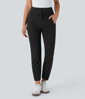 Halara Flex™ - Schmal zulaufende Arbeits-Hose mit mittelhohem Bund, Seitentaschen, Kordelzug und Mesh-Kontrasten