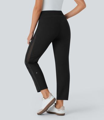 Halara Flex™ - Schmal zulaufende Arbeits-Hose mit mittelhohem Bund, Seitentaschen, Kordelzug und Mesh-Kontrasten