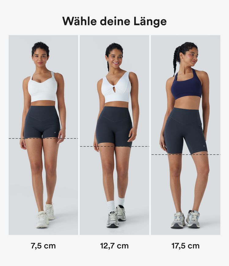 Halara UltraSculpt™ - Geraffte, formende Yoga-Shorts mit hohem Bund, Seitentaschen und Bauchkontrolle - Po-Lifting, 17,8 cm