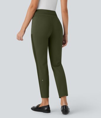 Halara Flex™ Mid Rise Kordelzug Kontrast Mesh Verjüngte Arbeitshose mit Seitlichen Reißverschlusstaschen