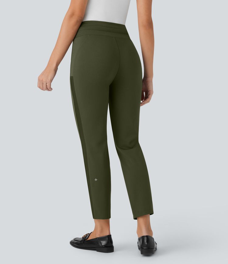 Halara Flex™ Mid Rise Kordelzug Kontrast Mesh Verjüngte Arbeitshose mit Seitlichen Reißverschlusstaschen