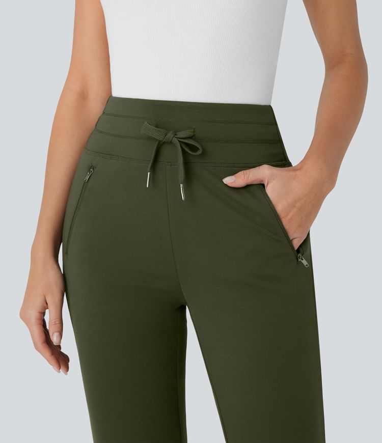 Halara Flex™ Mid Rise Kordelzug Kontrast Mesh Verjüngte Arbeitshose mit Seitlichen Reißverschlusstaschen