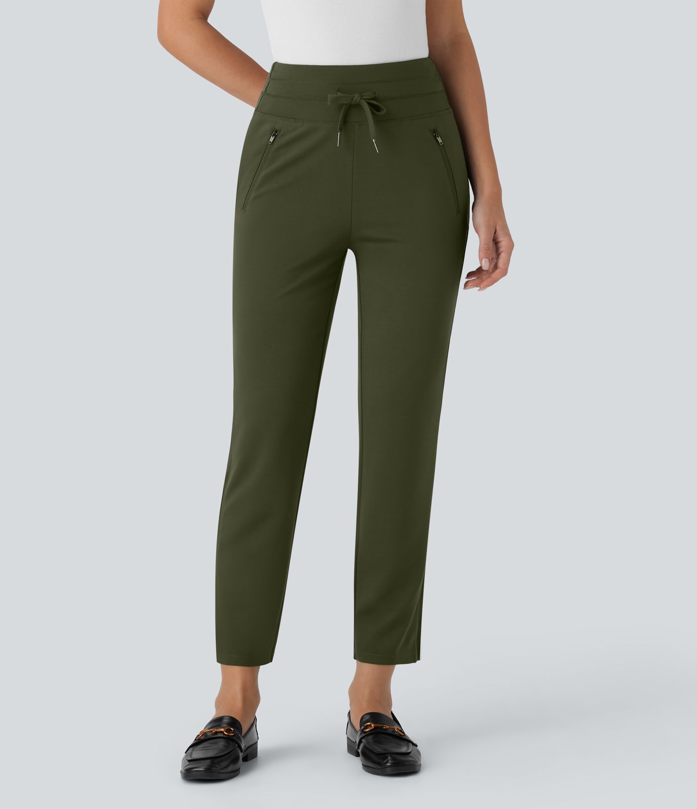 Halara Flex™ Mid Rise Kordelzug Kontrast Mesh Verjüngte Arbeitshose mit Seitlichen Reißverschlusstaschen