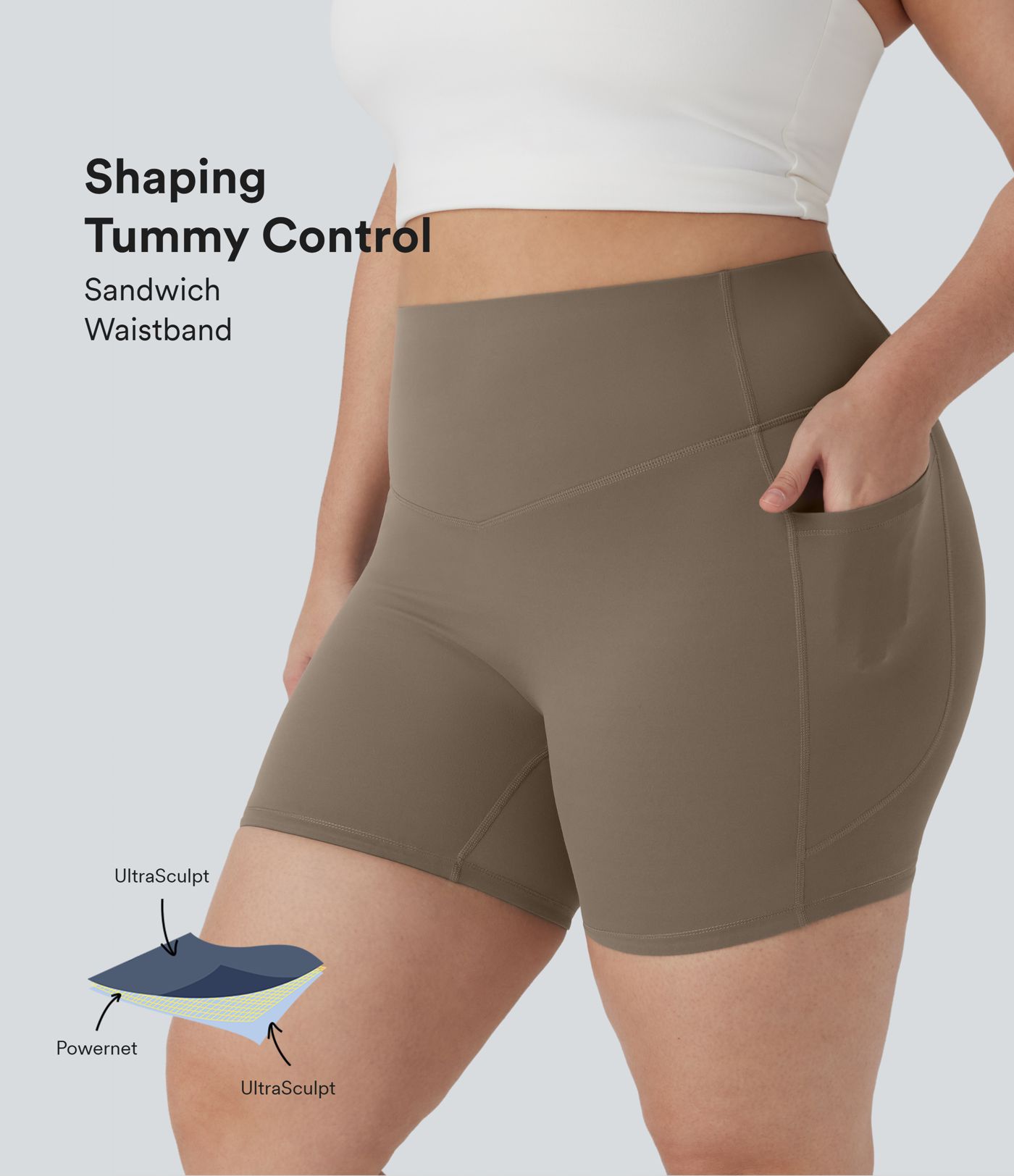 Plus Size Halara UltraSculpt™ High Waisted Tummy Control Shaping Training Biker Shorts 5'' with Pockets