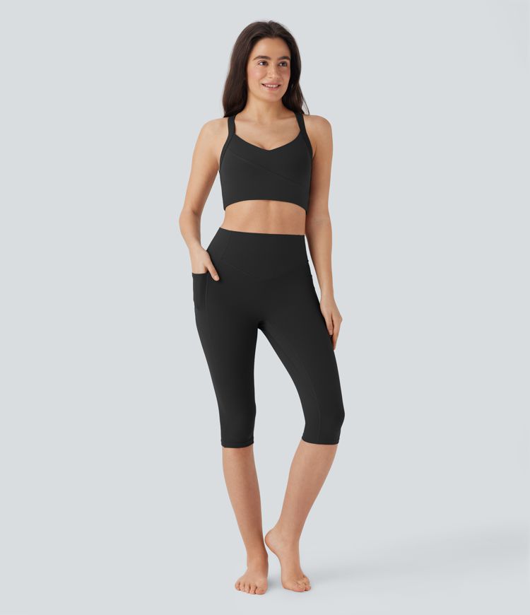 Halara UltraSculpt™ - Formende Pedal-Pusher-Workout-Leggings mit hohem Bund, Seitentaschen, Booty-Scrunch und Bauchkontrolle - Po-Lifting