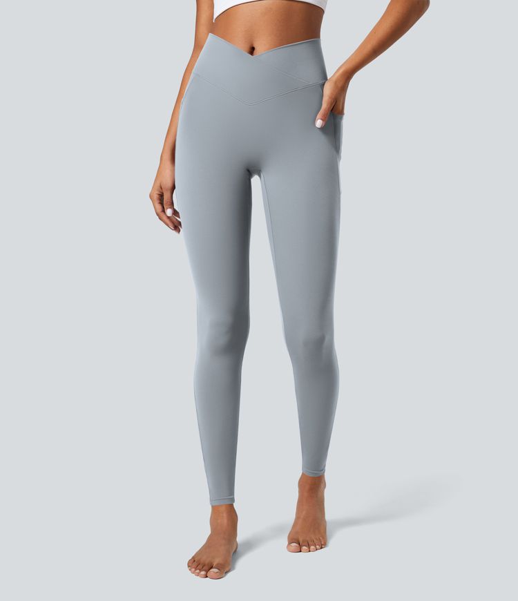 Softlyzero™ Crossover Pocket Plain Leggings-UPF50+