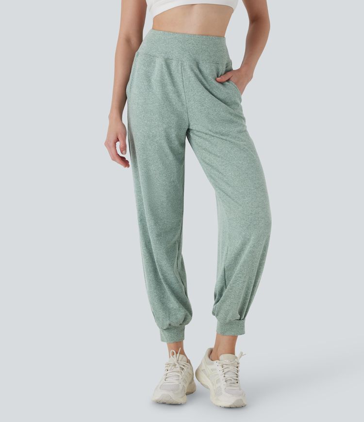High Waisted Cut Out Casual Joggers with Pockets