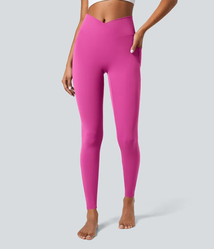 SoftlyZero™ Crossover Pocket Plain Leggings-UPF50+