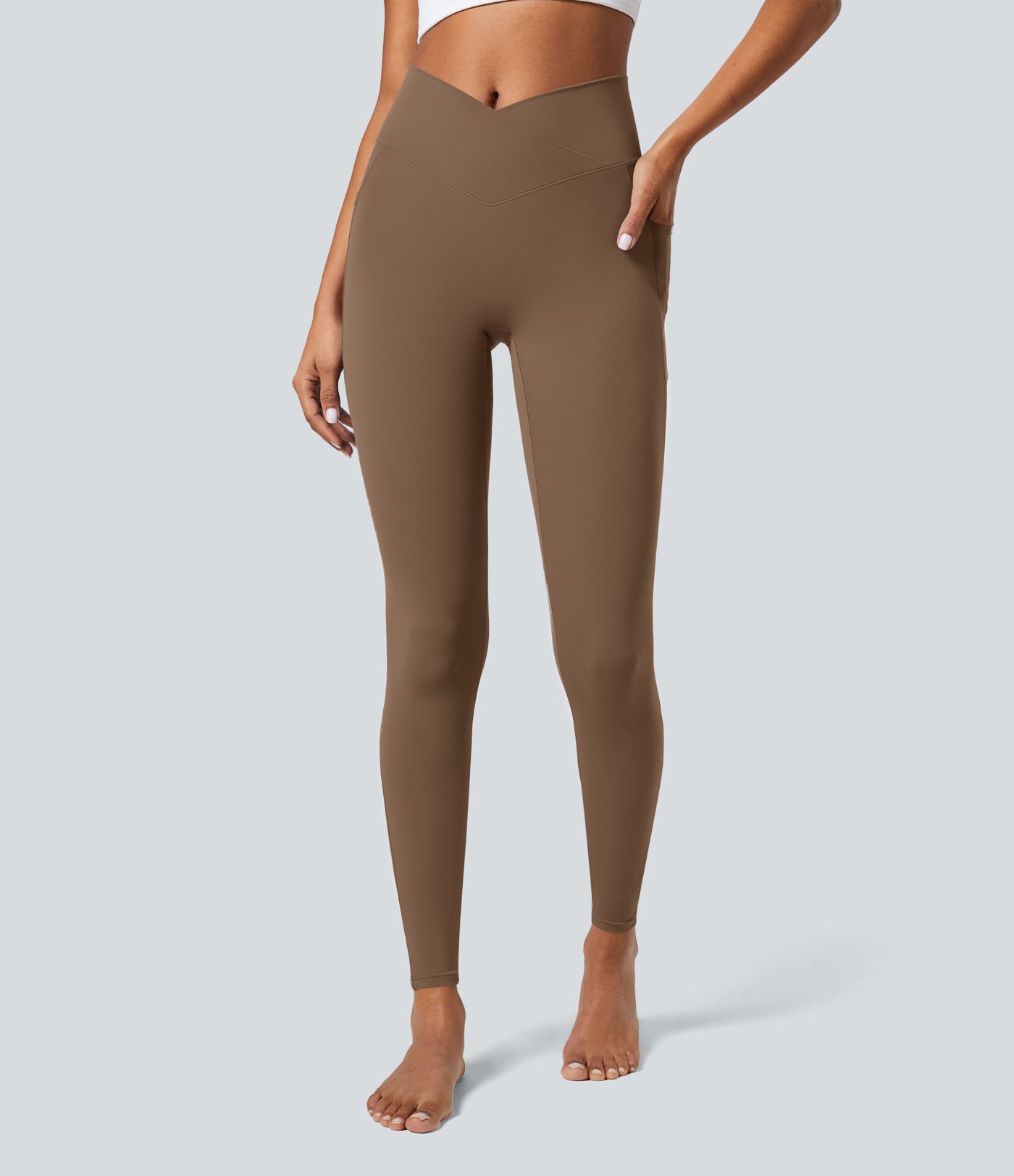 SoftlyZero™ Crossover Pocket Plain Leggings-UPF50+