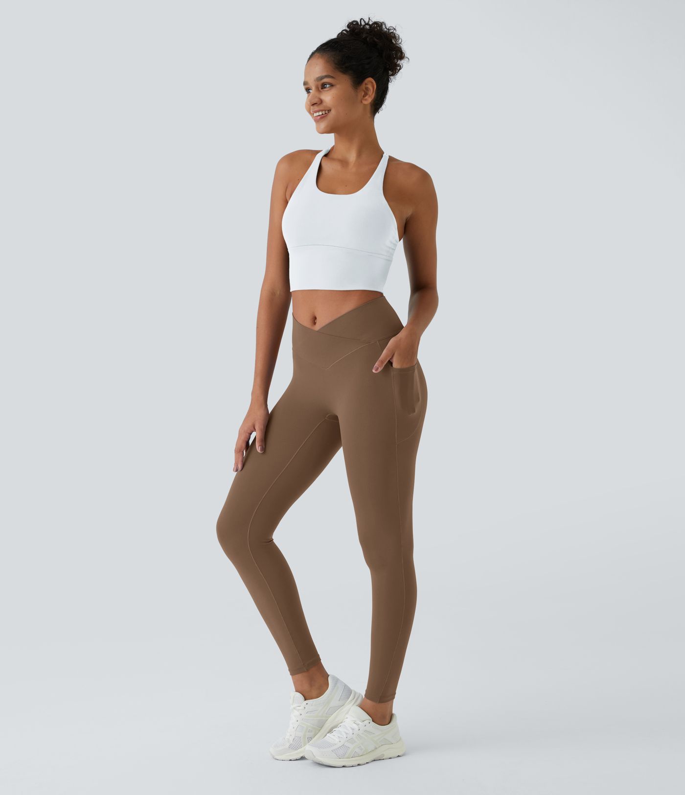 SoftlyZero™ Crossover Pocket Plain Leggings-UPF50+