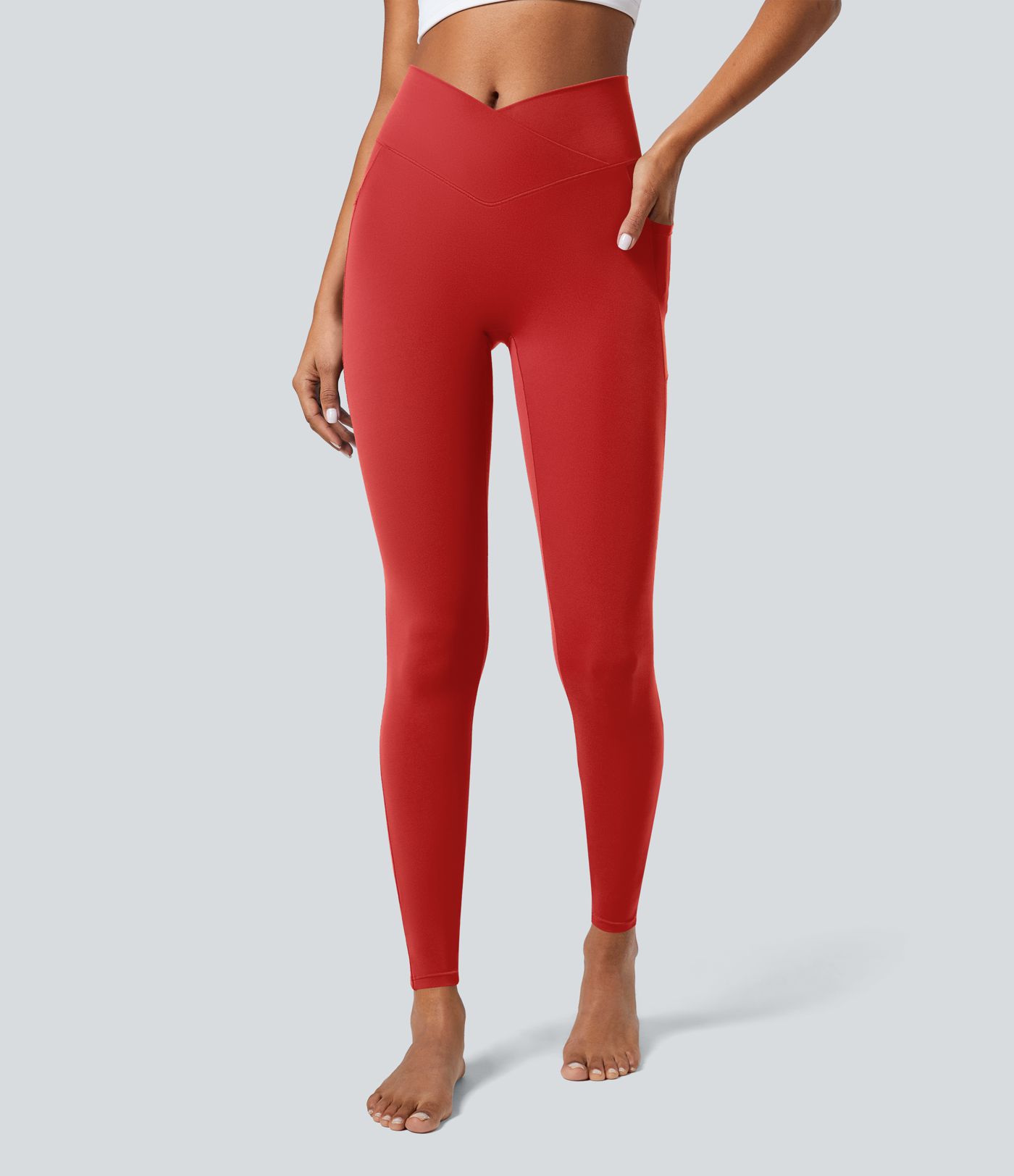SoftlyZero™ Crossover Pocket Plain Leggings-UPF50+