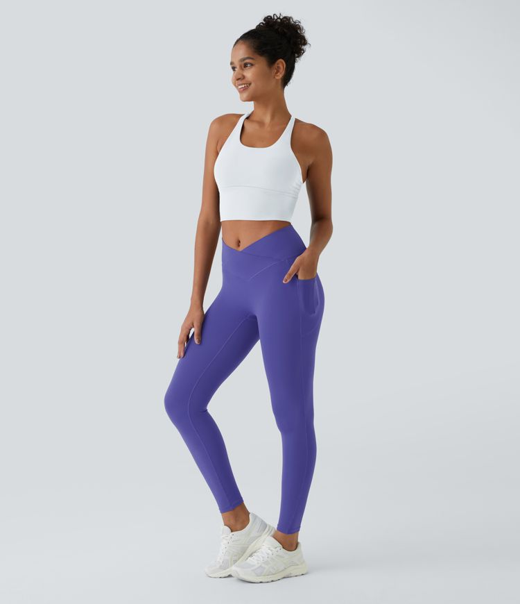 Softlyzero™ Crossover Pocket Plain Leggings-UPF50+