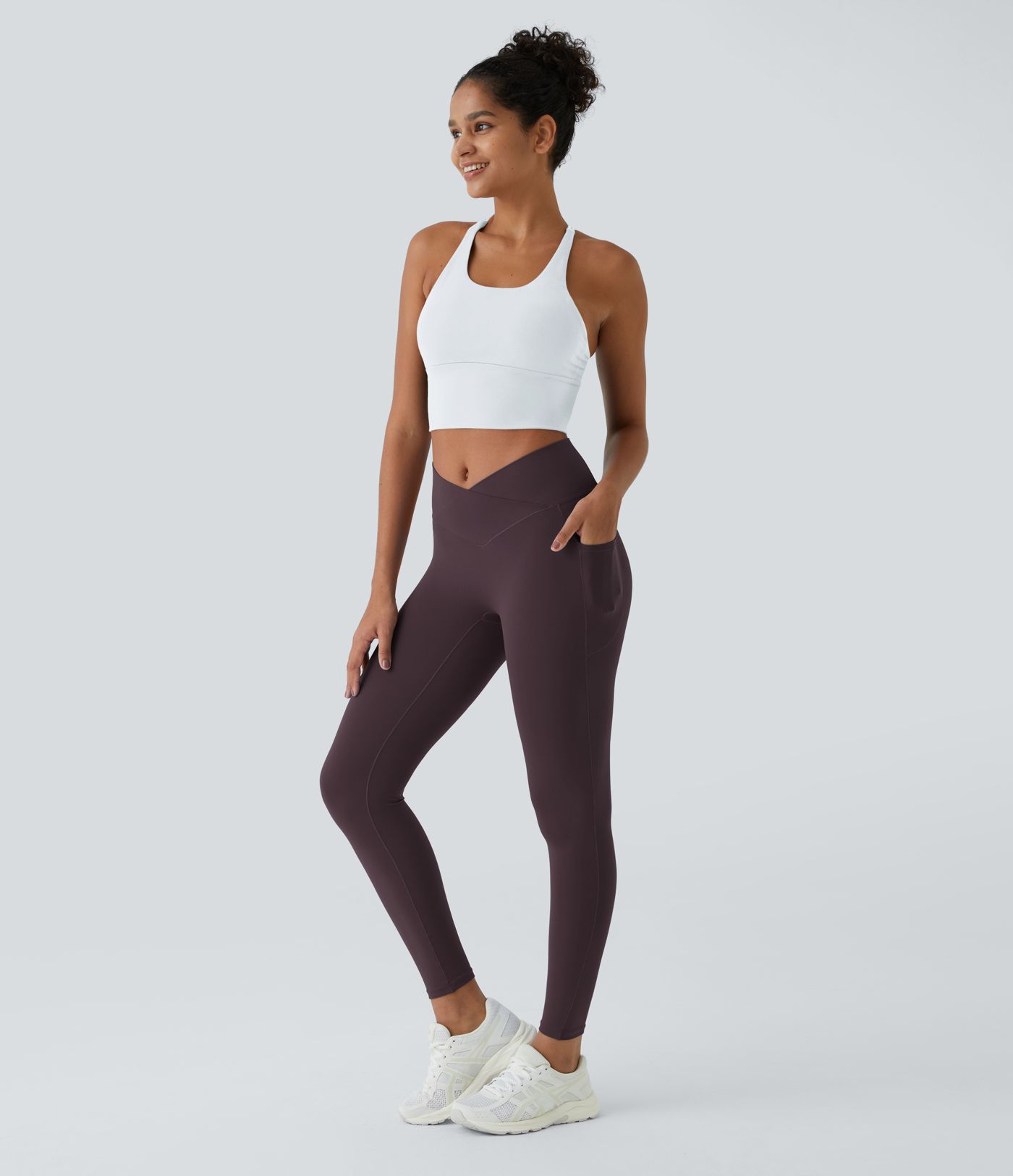 Softlyzero™ Crossover Women Plain Leggings-UPF50+ with pockets