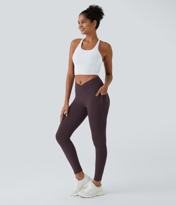 Softlyzero™ Crossover Pocket Plain Leggings-UPF50+