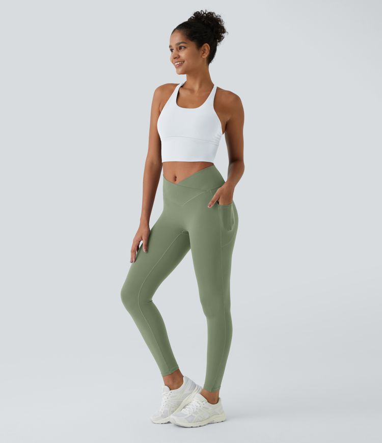 Softlyzero™ Crossover Pocket Plain Leggings-UPF50+