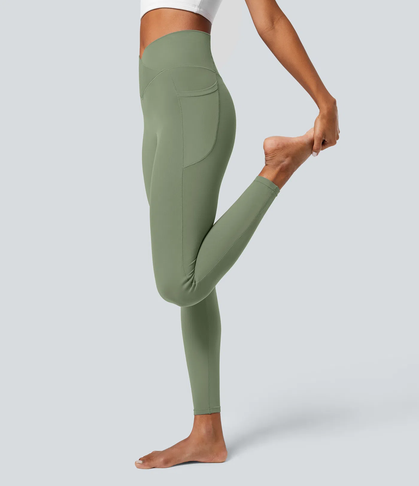 SoftlyZero™ Crossover Pocket Plain Leggings-UPF50+
