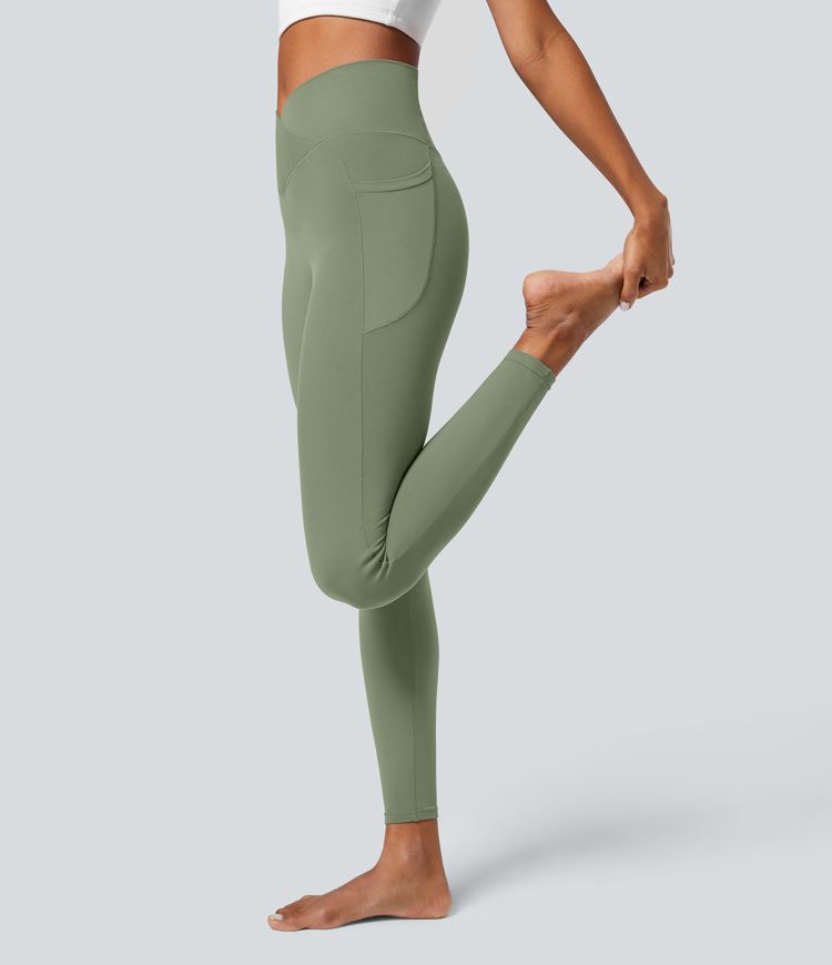 Softlyzero™ Crossover Pocket Plain Leggings-UPF50+