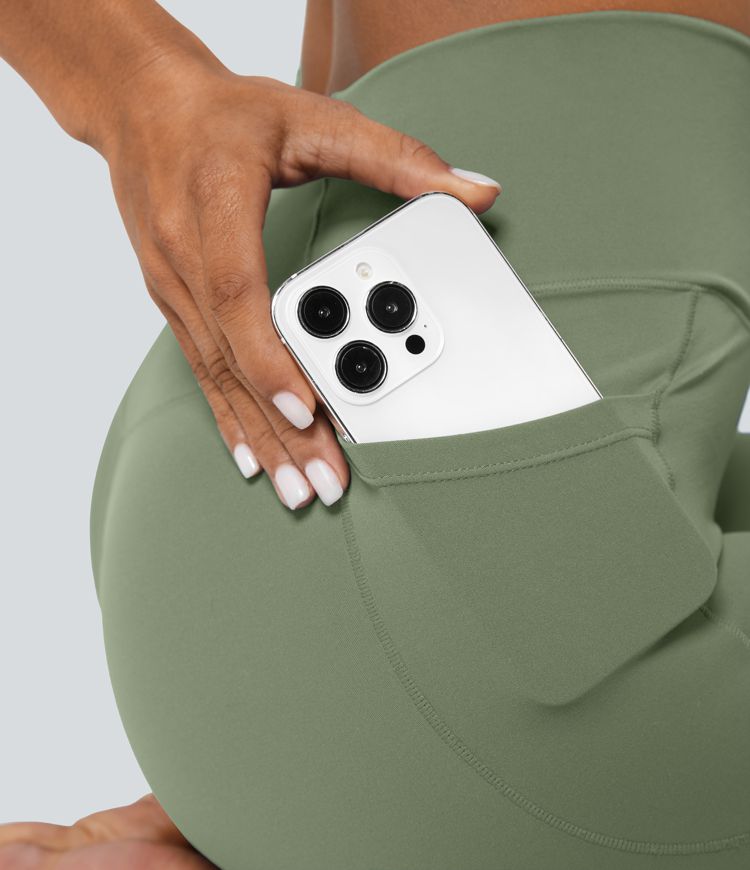 Softlyzero™ Crossover Pocket Plain Leggings-UPF50+