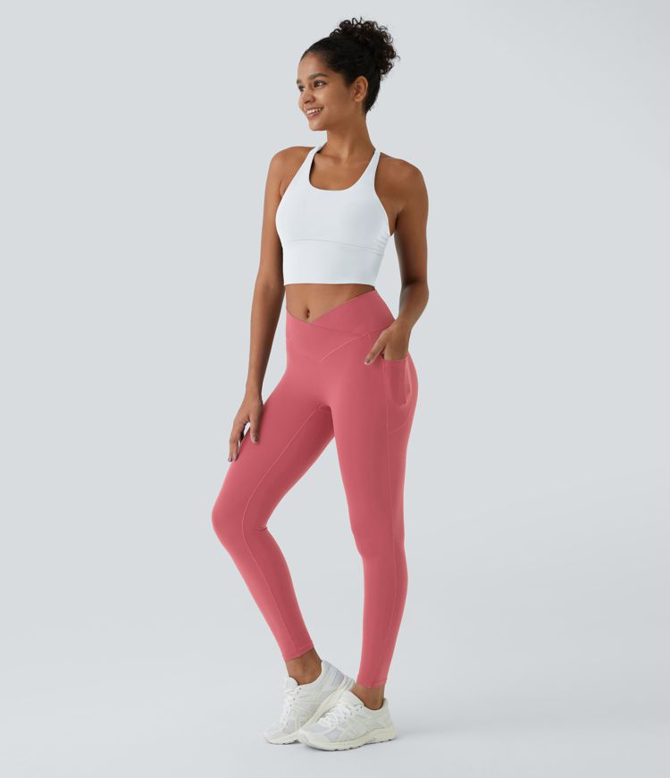 Softlyzero™ Crossover Pocket Plain Leggings-UPF50+