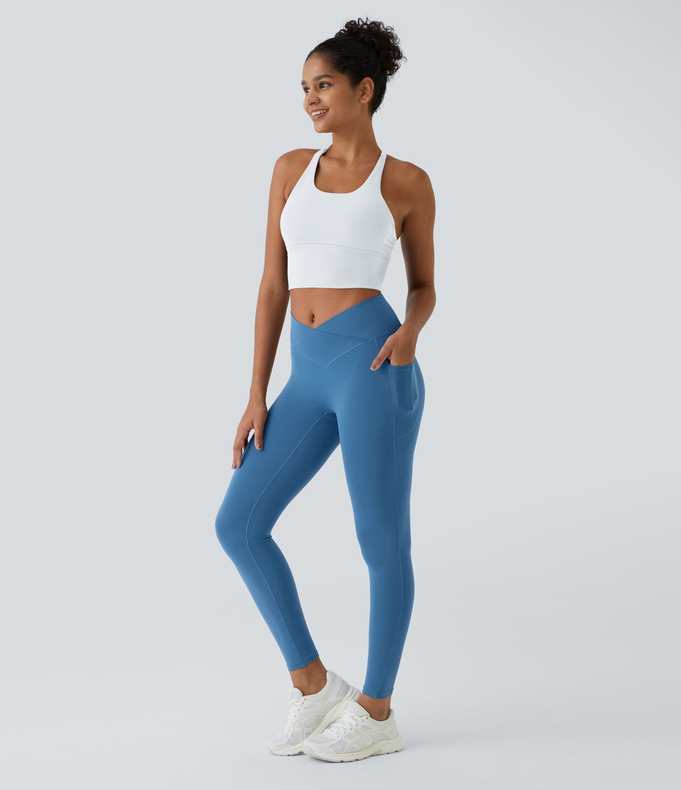 Softlyzero™ Crossover Women Plain Leggings-UPF50+ with pockets