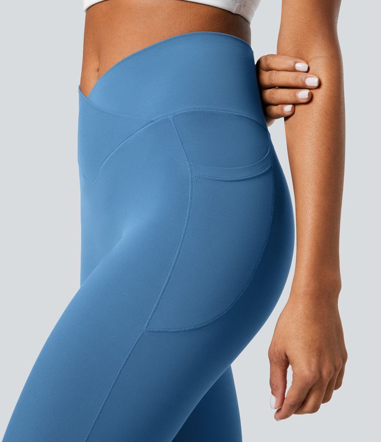 Softlyzero™ Crossover Women Plain Leggings-UPF50+ with pockets