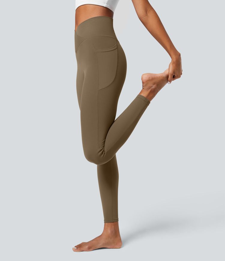 Softlyzero™ Crossover Pocket Plain Leggings-UPF50+